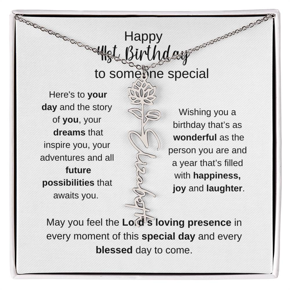Happy 41st Birthday To Someone Special - Flower Name Necklace