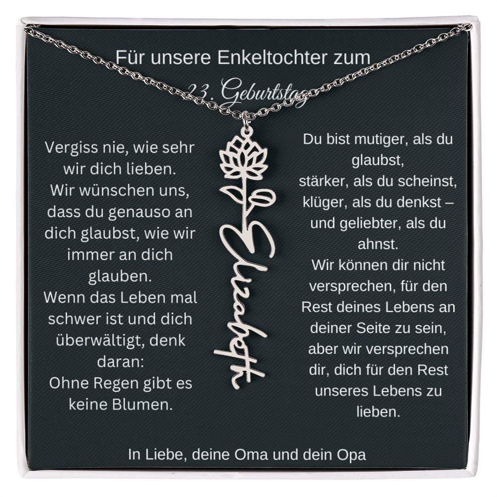 23. Geburtstag Blumen Namenskette
