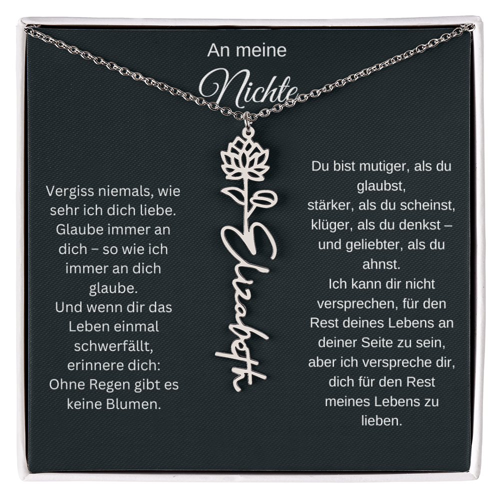 An meine Nichte Geburtsblume Namenskette mit Gravur Geschenk Geburtstag Weihnachten