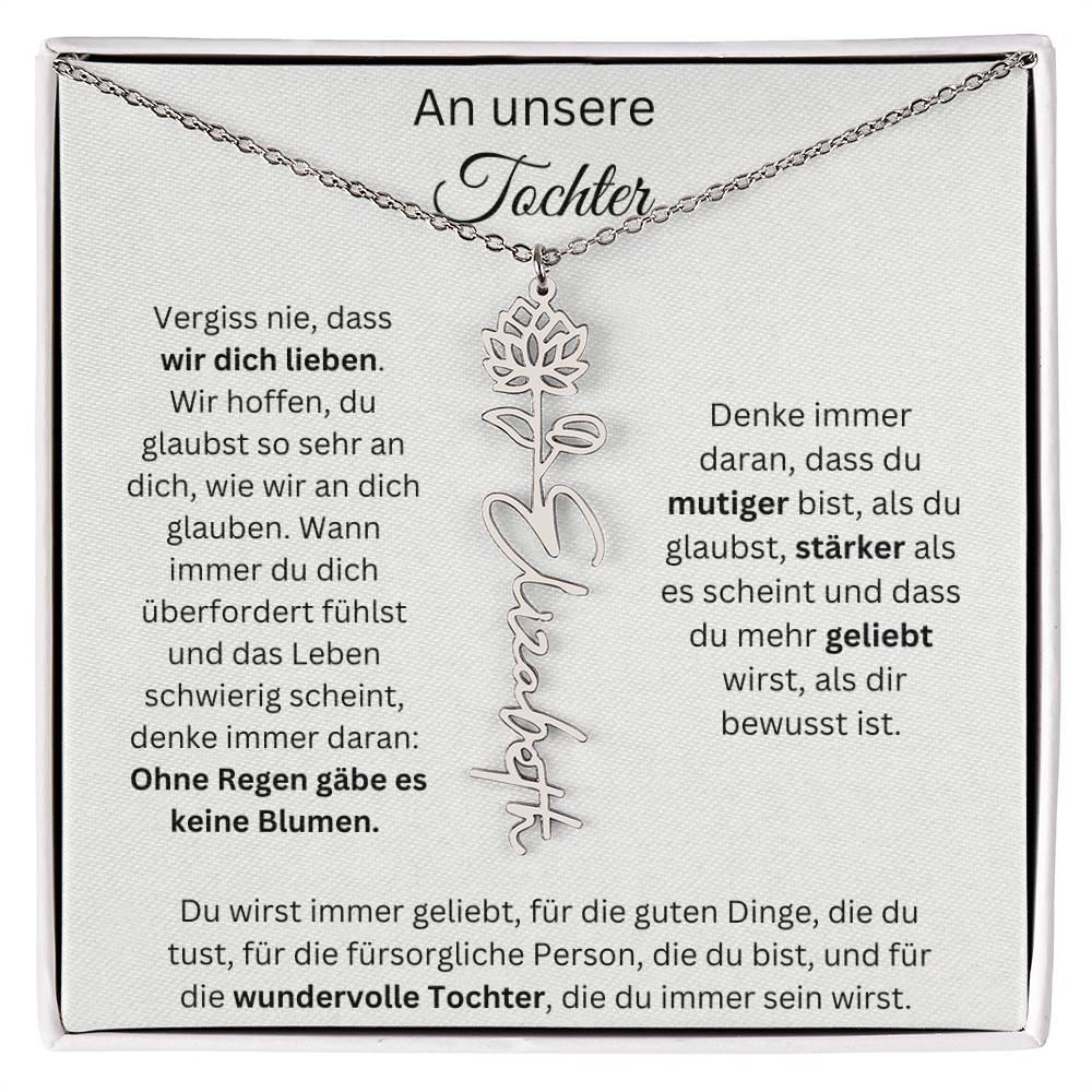 An Unsere Tochter - Vergiss Nie Geburtsblumen Kette Personalisierbar Mit Namen
