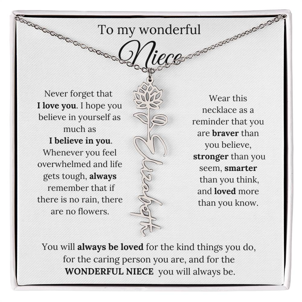 To My  Niece Birthmonth Flower Necklace 1
