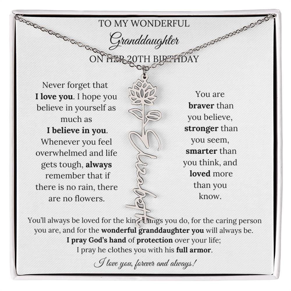 To My Wonderful Granddaughter On Her 20th Birthday - I Love You Forever & Always