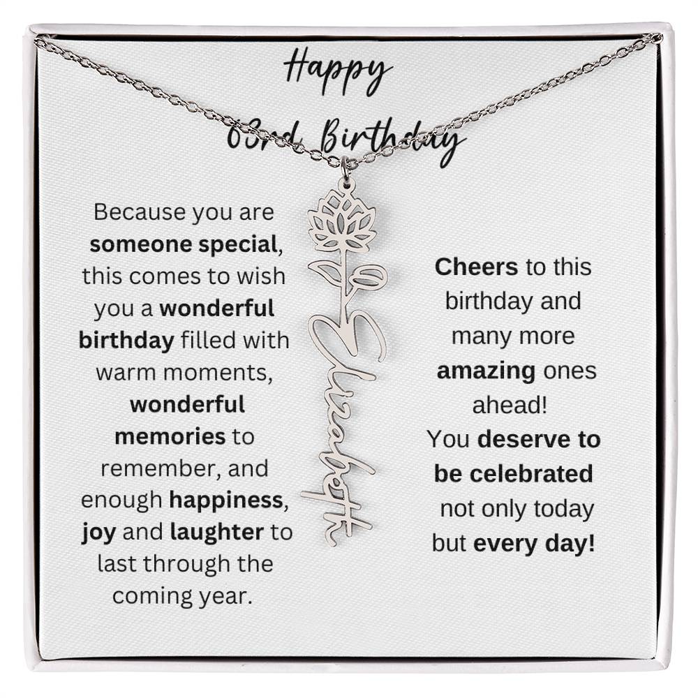 Happy 63rd Birthday - Flower Name Necklace