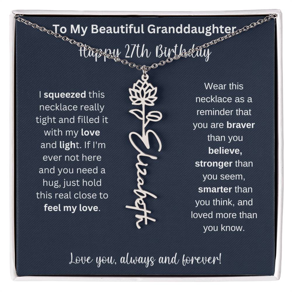 Flower Name Necklace 27th Birthday Necklace Gift To My Granddaughter