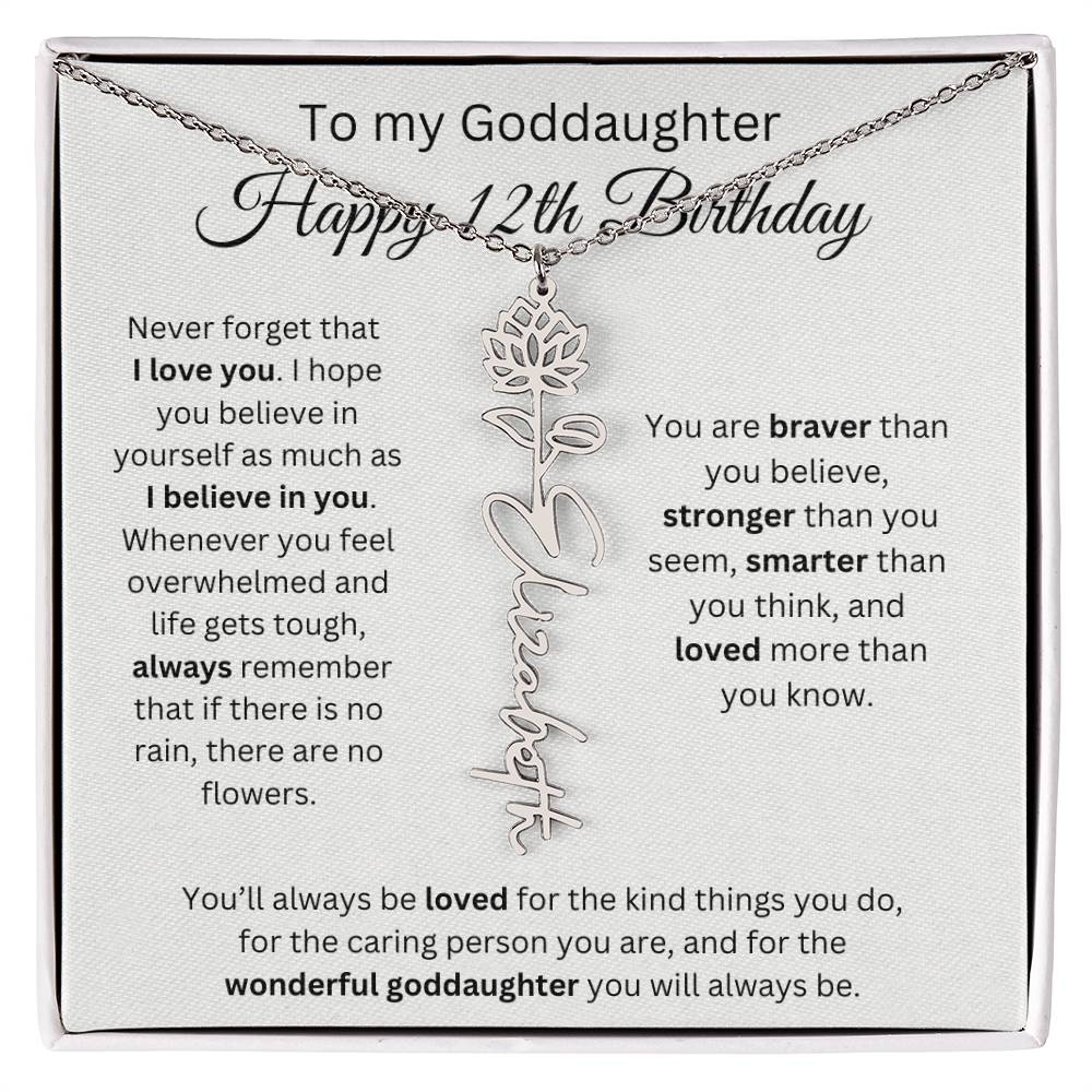 To My Goddaughter Happy 12th Birthday - Flower Name Necklace
