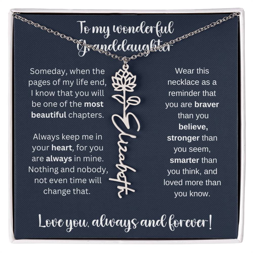 Granddaughter Birth Month Flower Necklace