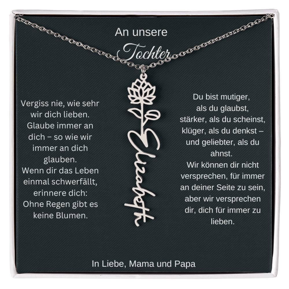 Geburtsblume Namenskette Tochter personalisierte Gravur Kette Geschenk