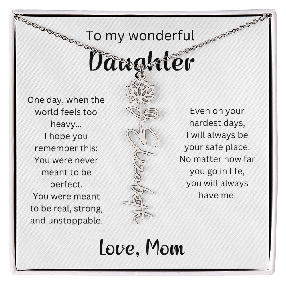 Emotional Gift for Daughter - Birth Flower Name Necklace
