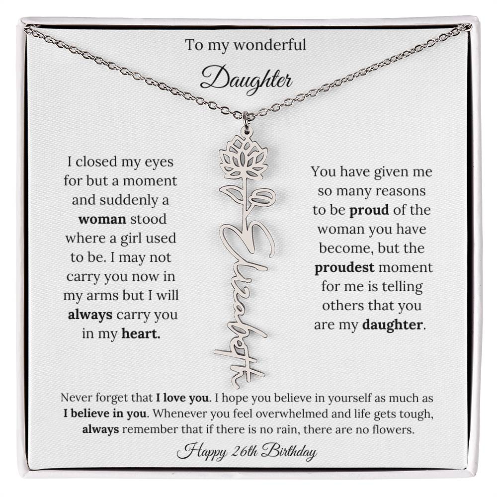 Happy 26th Birthday | Never Forget That I Love You | Flower Name Necklace