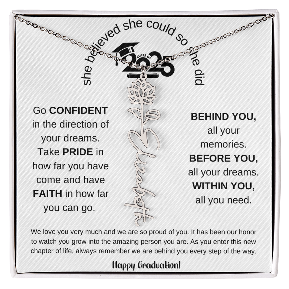 Happy Graduation - Flower Name Necklace