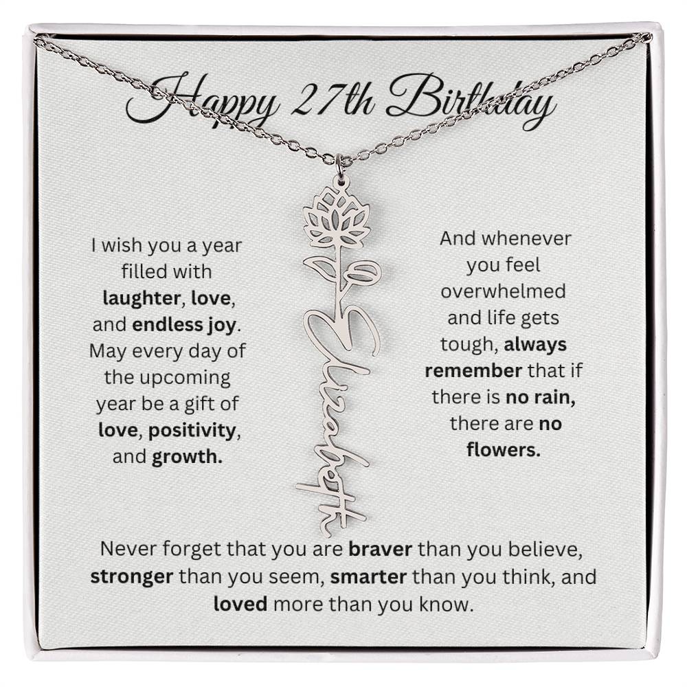 Happy 27th Birthday - Flower Name Necklace