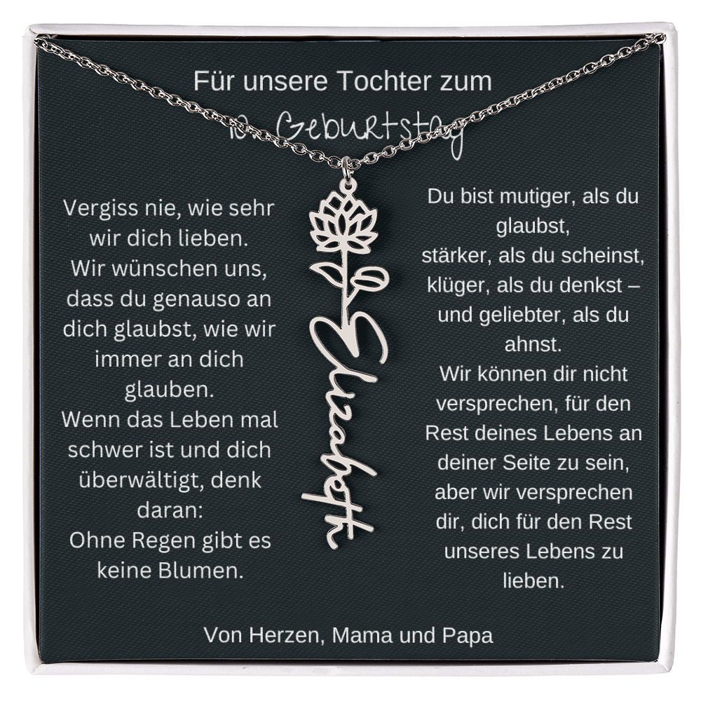 Geschenk zum 10. Geburtstag Tochter Geburtsblumen Namenskette