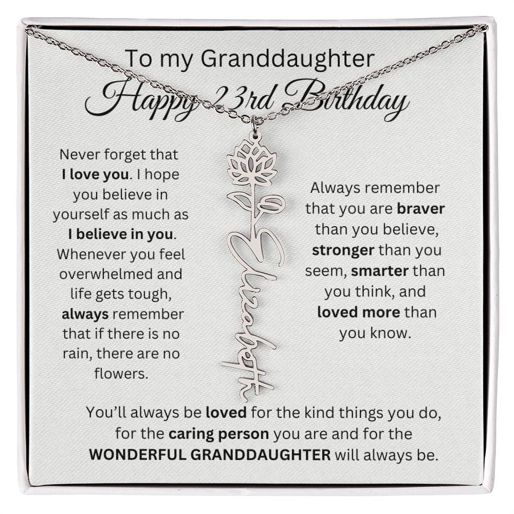 To My Granddaughter | Happy 23rd Birthday | Flower Name Necklace