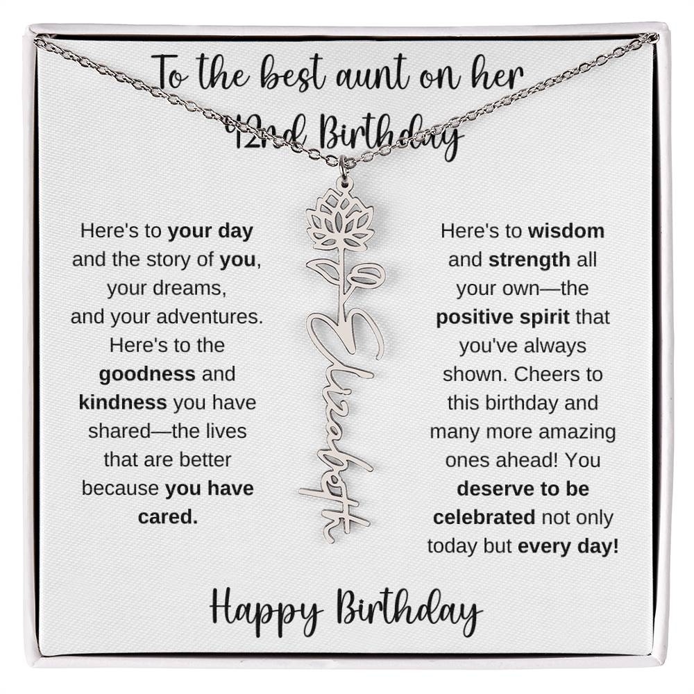 To The Best Aunt - Happy 42nd Birthday | Flower Name Necklace
