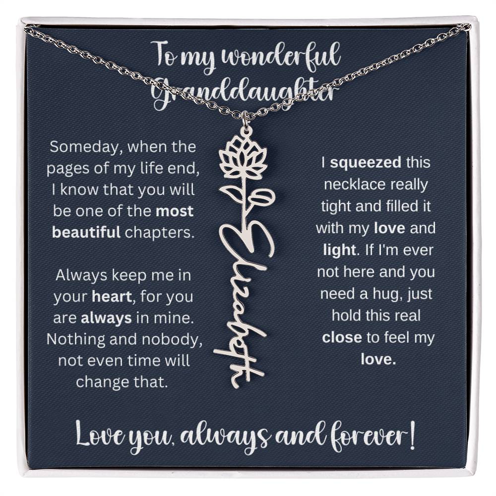 To My Wonderful Daughter Always Keep Me In Your Heart | Flower Name Necklace
