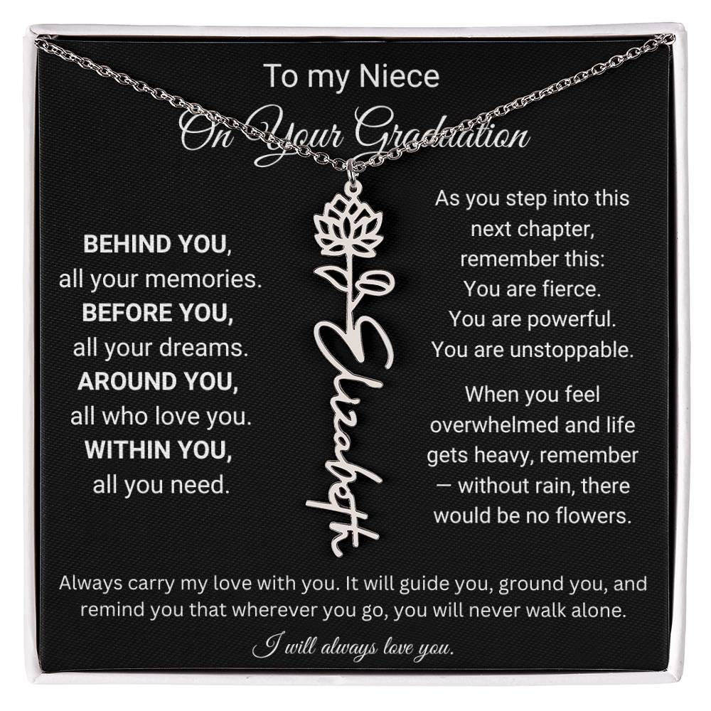 To My Niece On Your Graduation | Flower Name Necklace