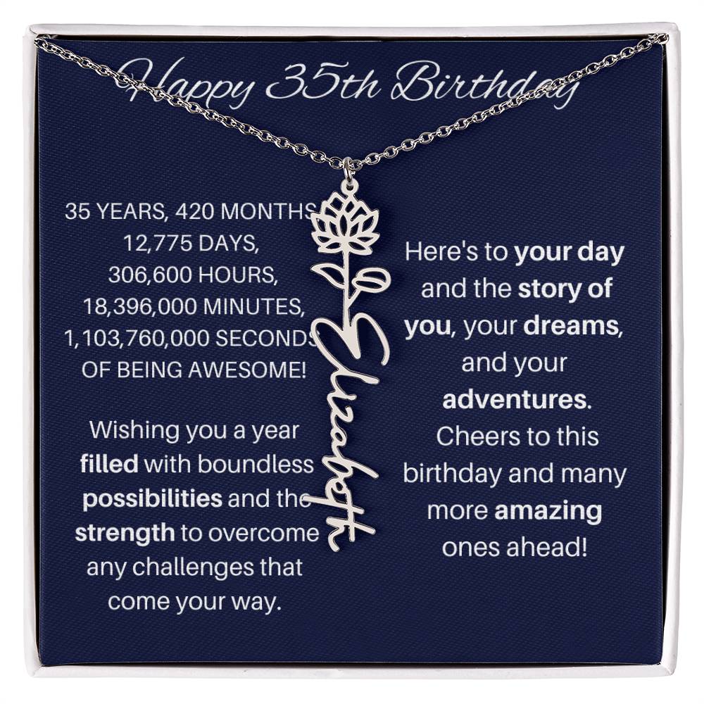 35th Birthday Birth Flower Necklace