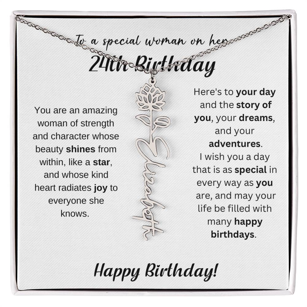 24th Birthday Gift Birthflower Necklace