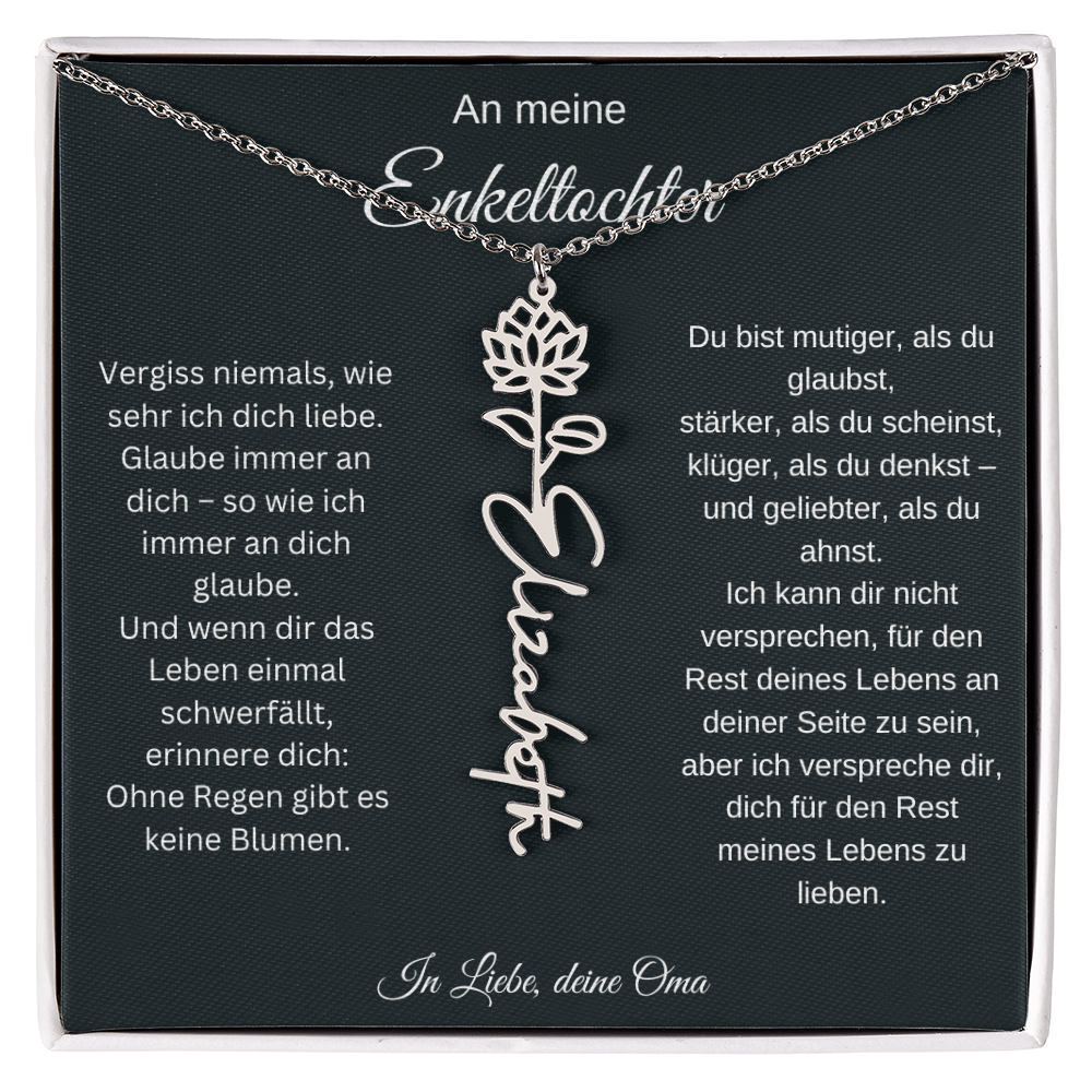 An meine Enkeltochter Geburtsblume Namenskette personalisierte Gravur Schmuck Geschenk