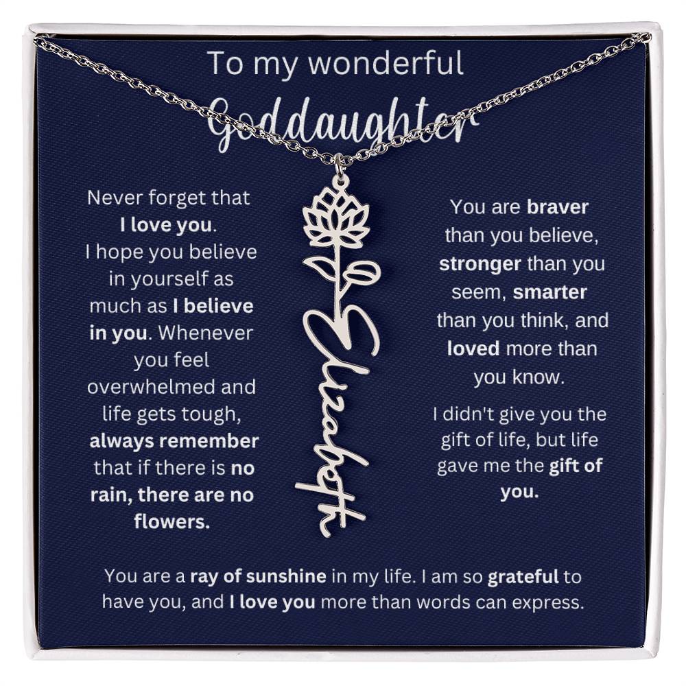 To My Wonderful Goddaughter | You Are Ray Of Sunshine | Flower Name Necklace