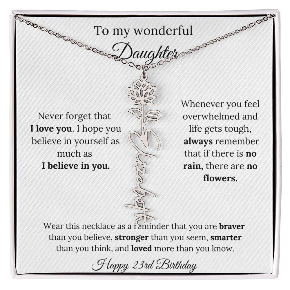 Daughter Jewelry 23rd Birthday Gift - Flower Name Necklace
