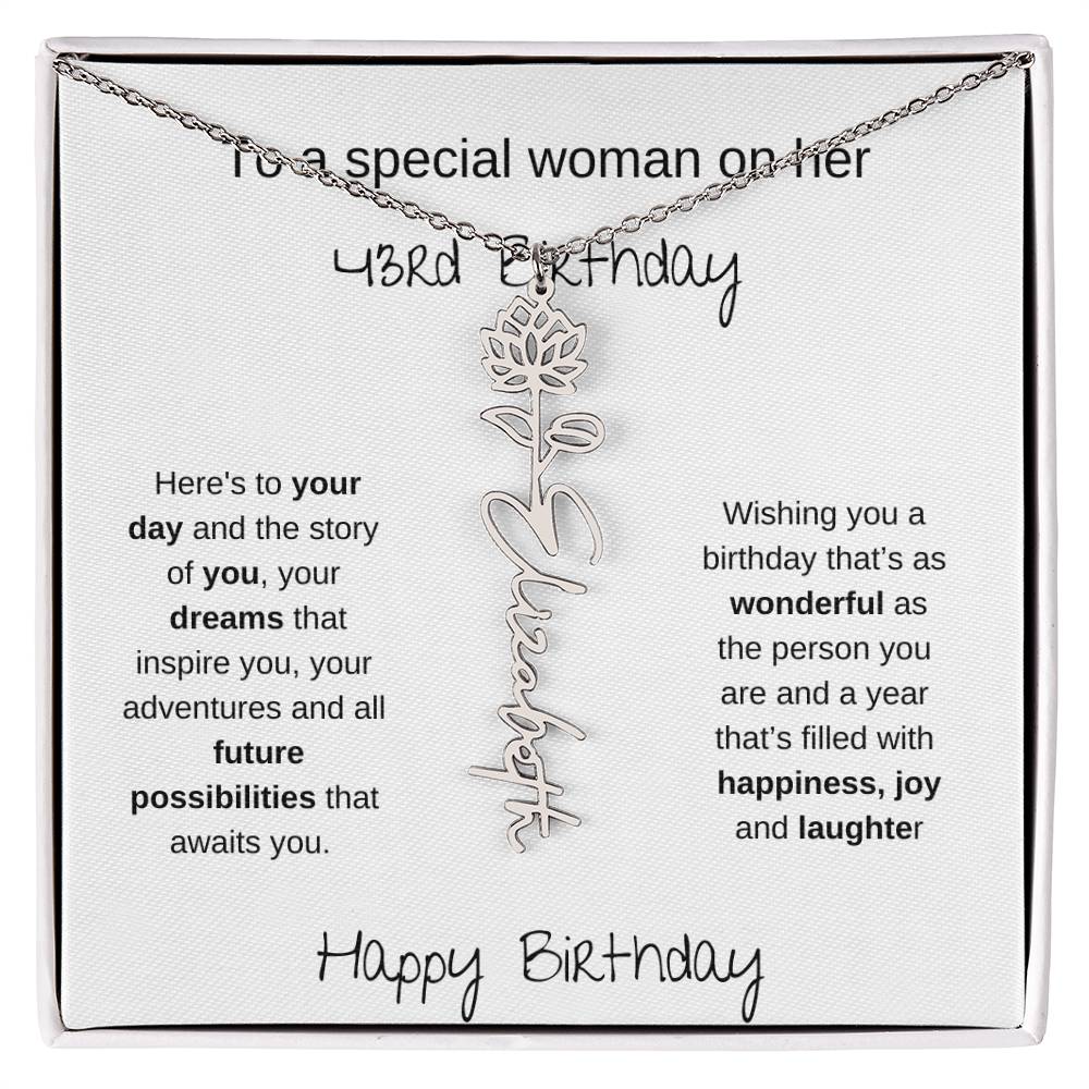 A Special Woman 43rd Birthday | Flower Name Necklace