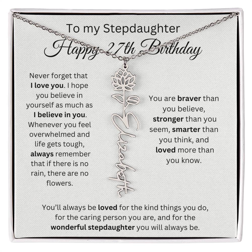To My Stepdaughter Happy 27th Birthday - Flower Name Necklace