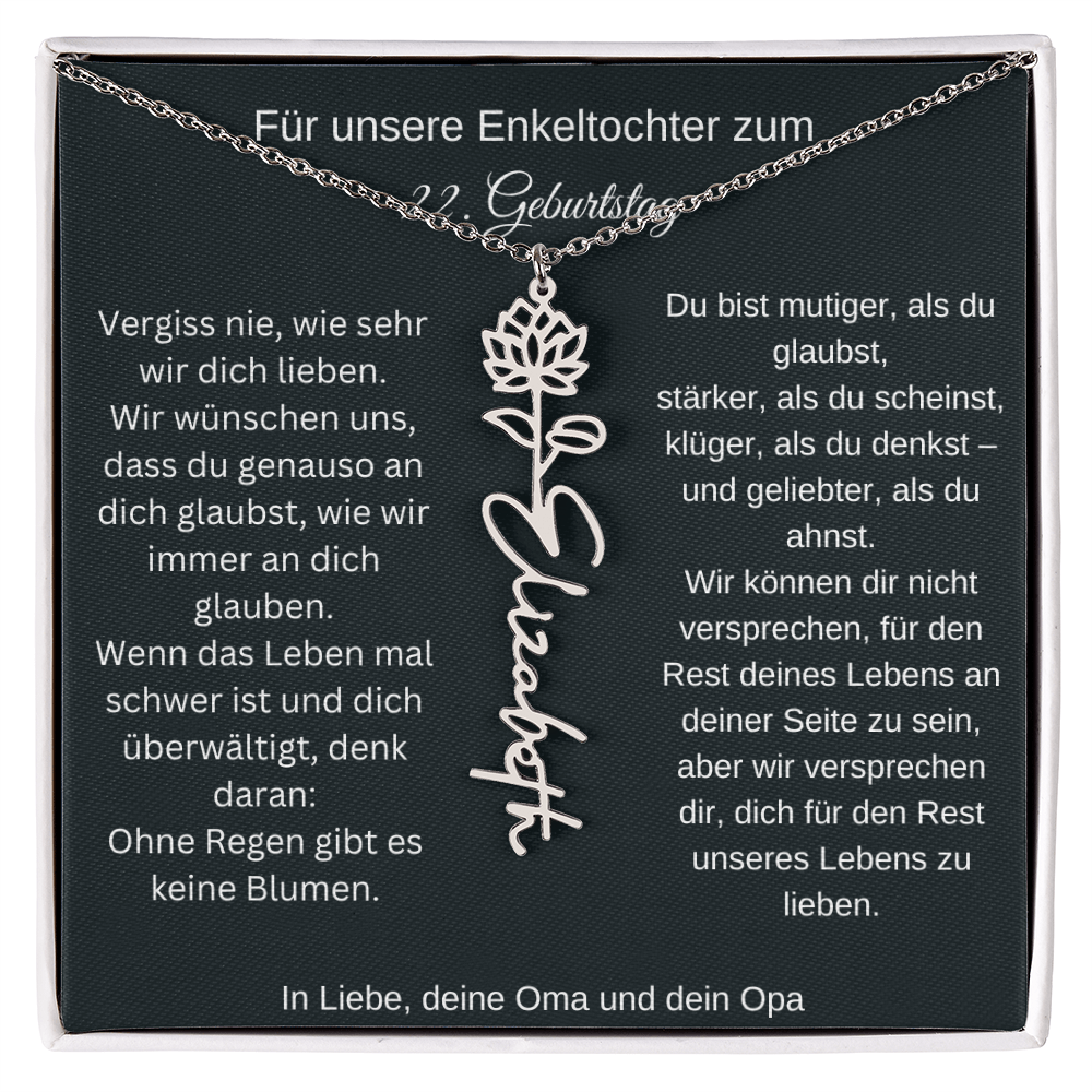 22. Geburtstag Blumen Namenskette