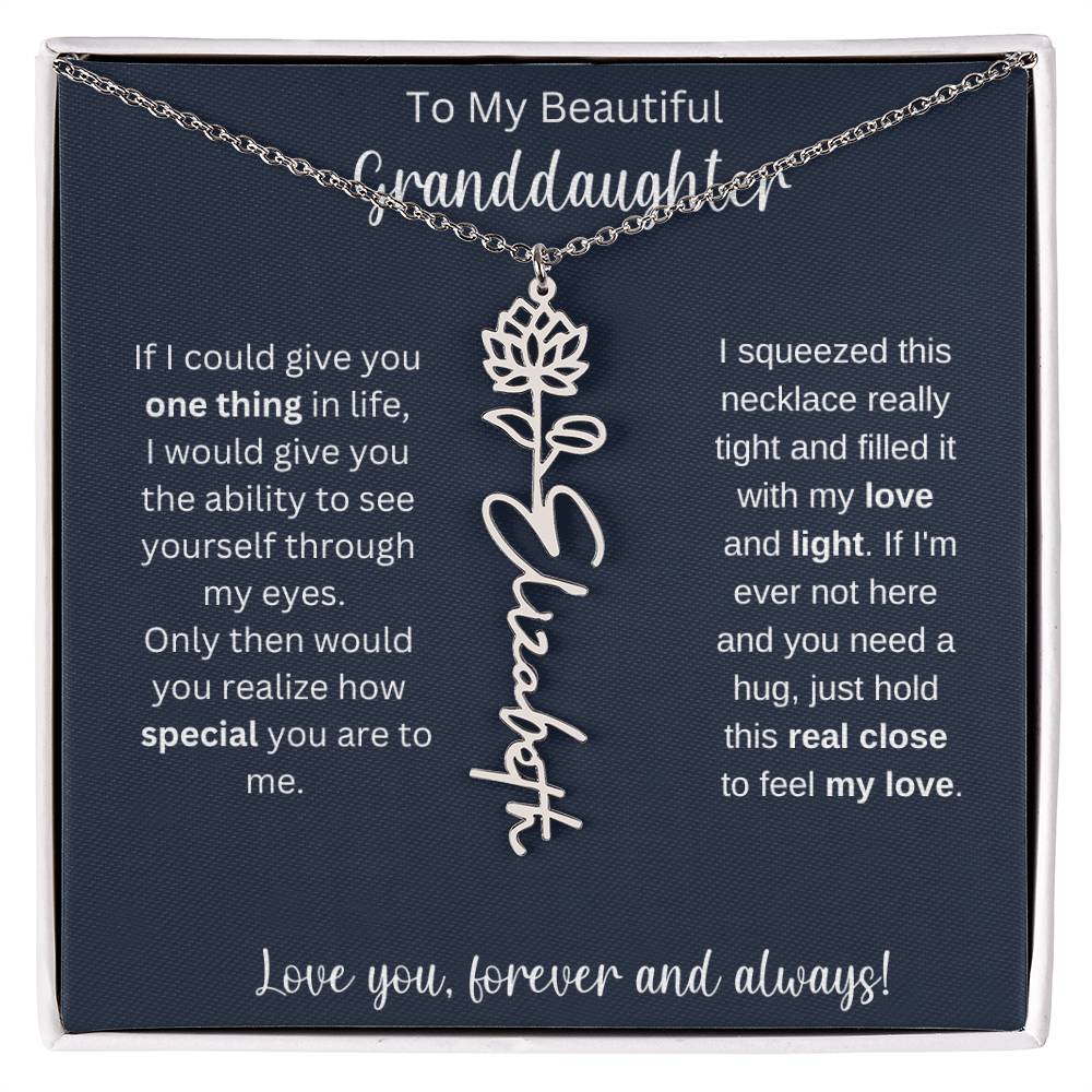 Granddaughter Birthday Present | Flower Name Necklace