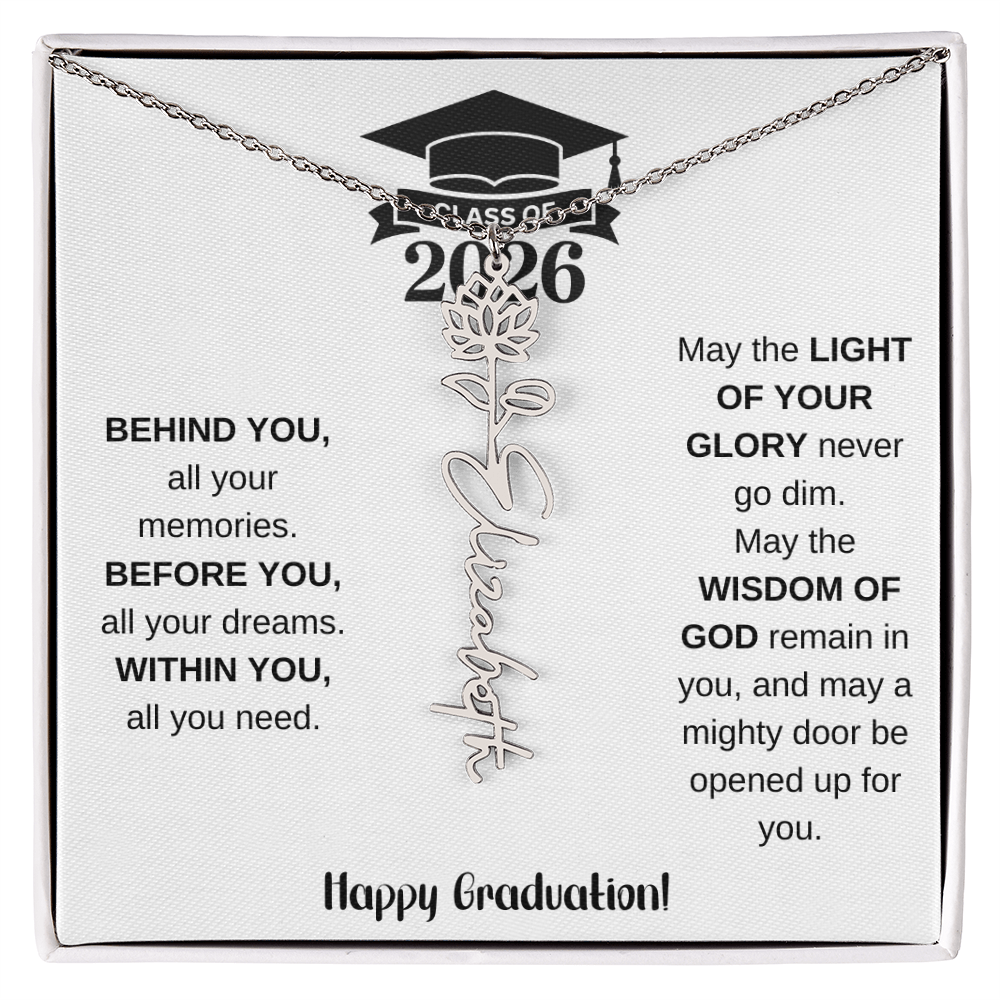 Class Of 2026 Personalized Graduation Gift Birth Month Flower Necklace