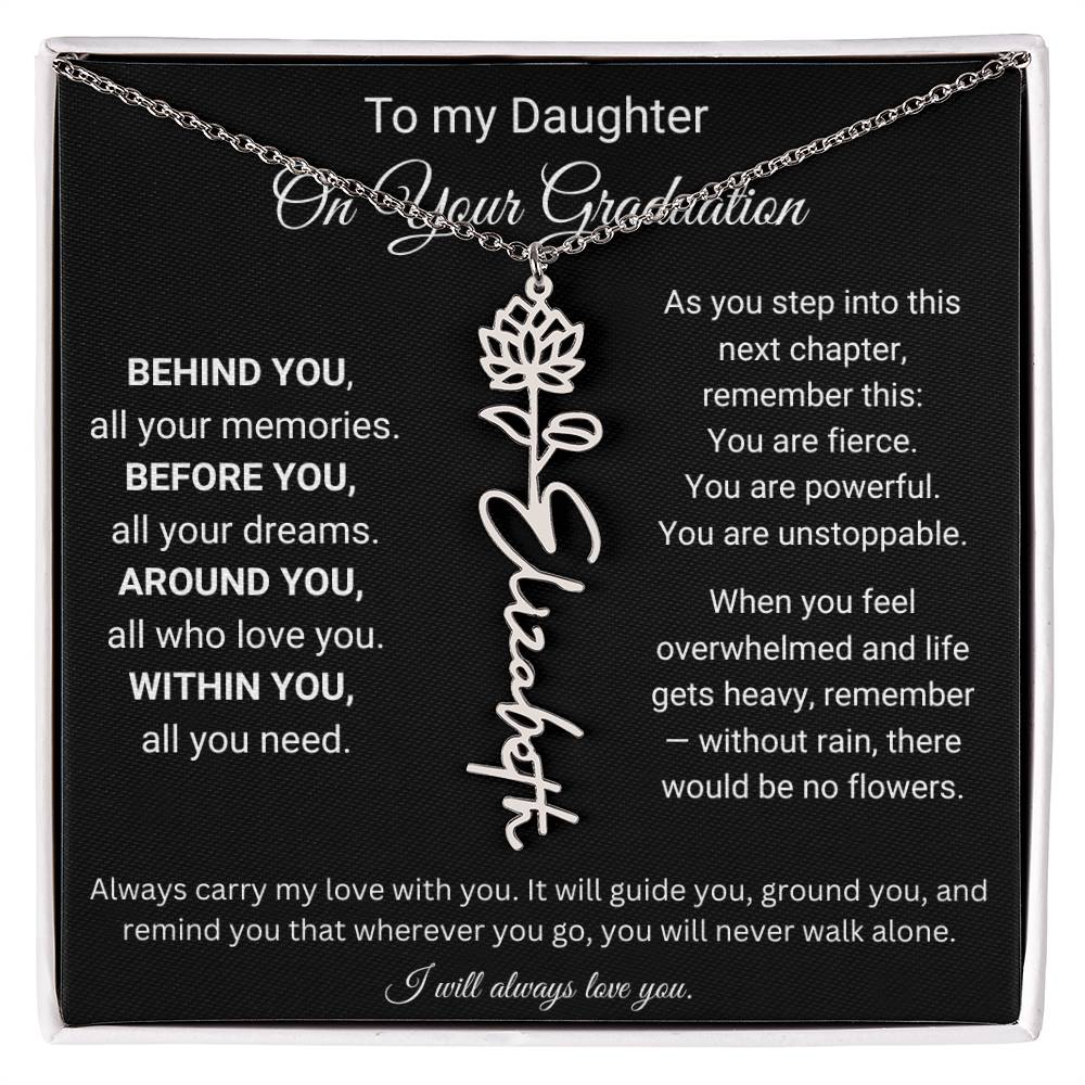 To My Daughter On Your Graduation | Carry My Love | Flower Name Necklace