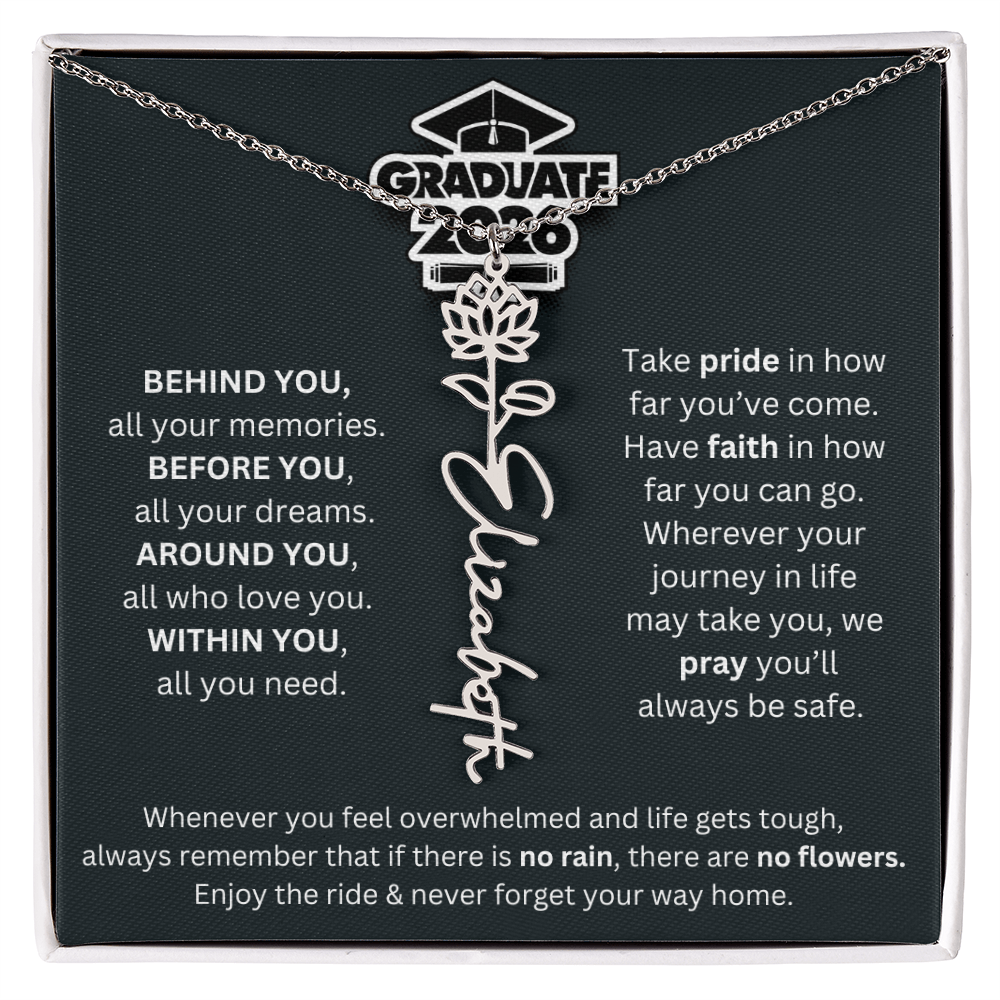 2026 Graduation Gift | Birth Flower Name Necklace 1