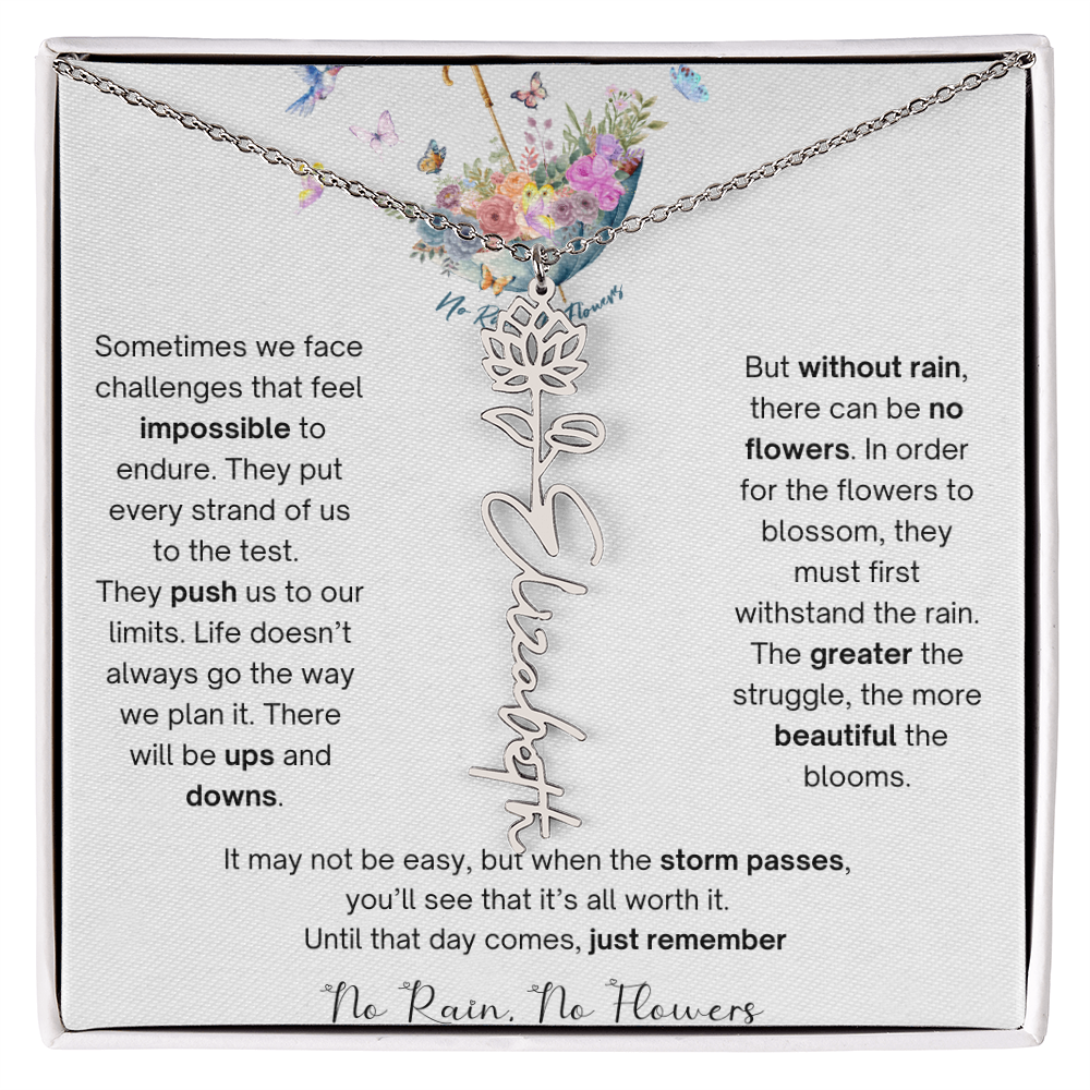 No Rain No Flowers 3 - Flower Name Necklace