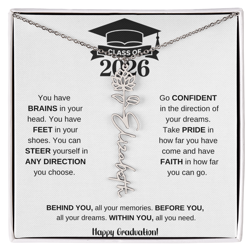 Personalized 2026 Graduation Gift Birth Month Flower Necklace