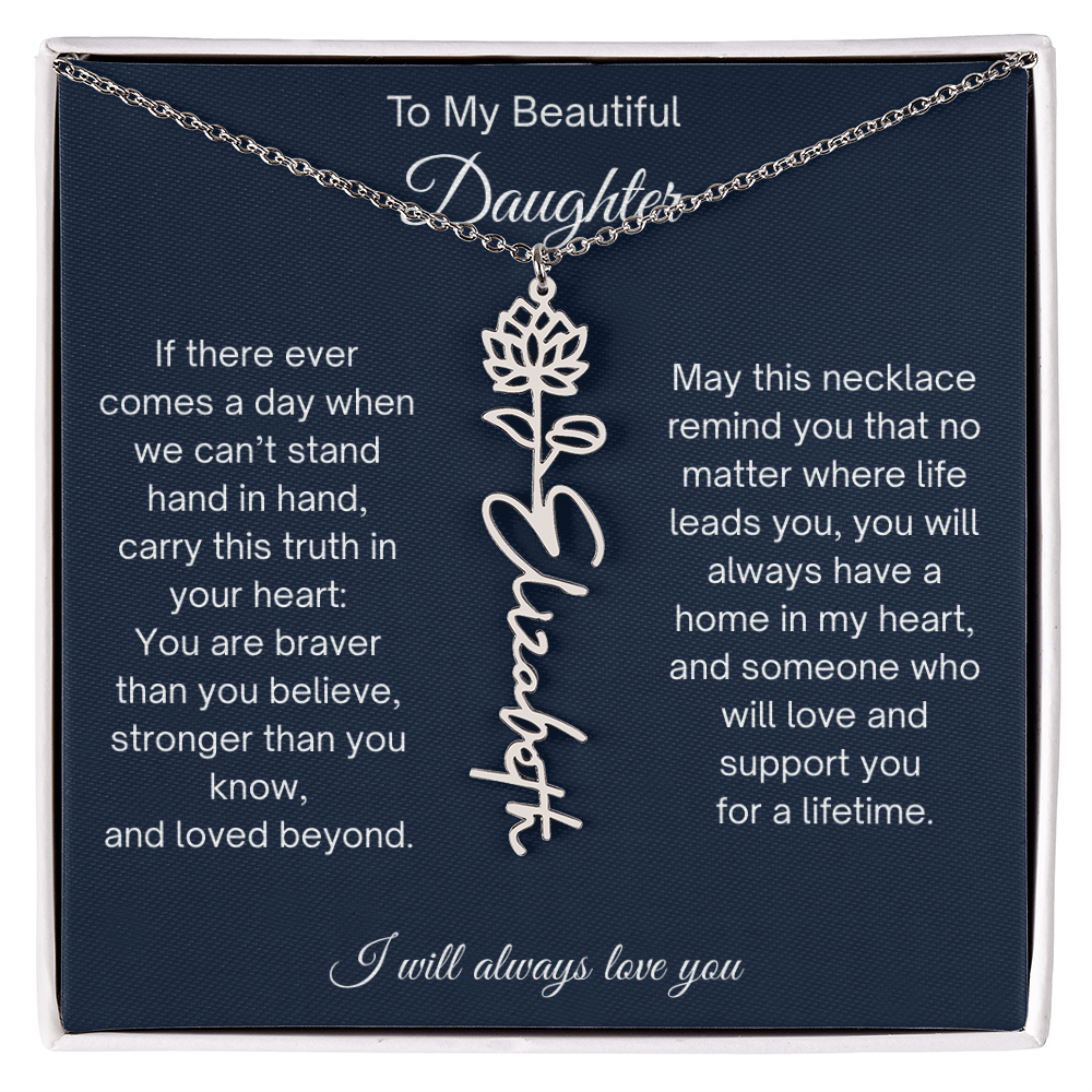 Daughter Gift Personalized Birth Flower Name Necklace