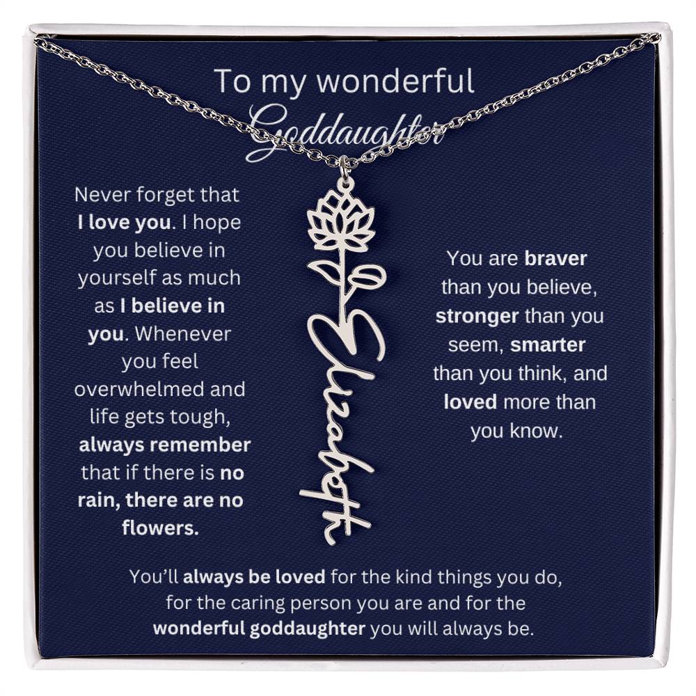 To My Wonderful Goddaughter - I Love You - Flower Name Necklace
