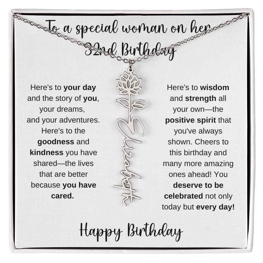 32nd Birthday - Flower Name Necklace