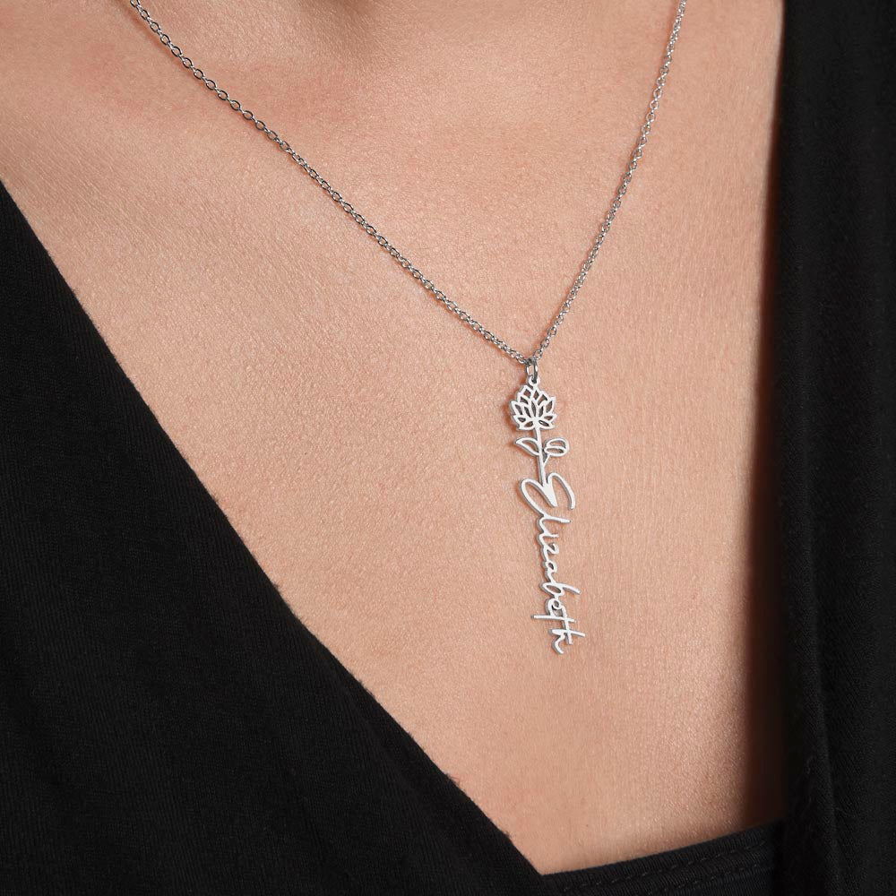 Happy 14th Birthday - Flower Name Necklace