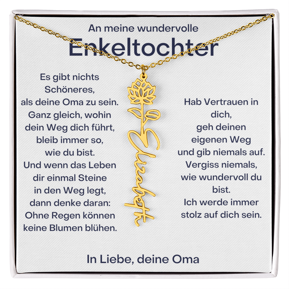 Personalisierte Geburtsblumenkette für Enkeltochter Von Oma