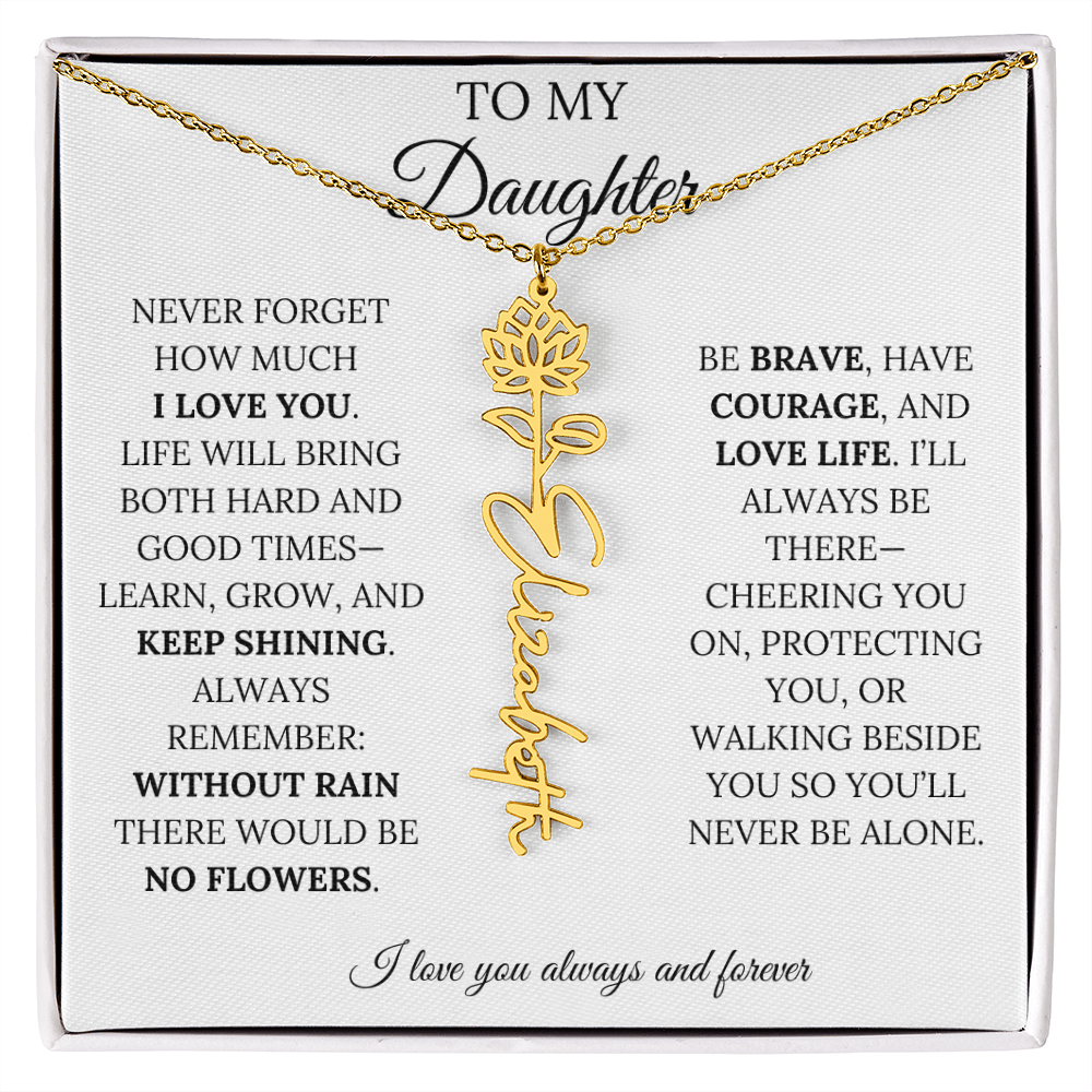 Personalized Birth Flower Name Necklace for Daughter