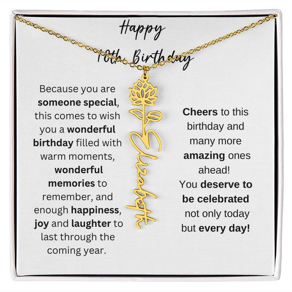 Happy 18th Birthday - Flower Name Necklace