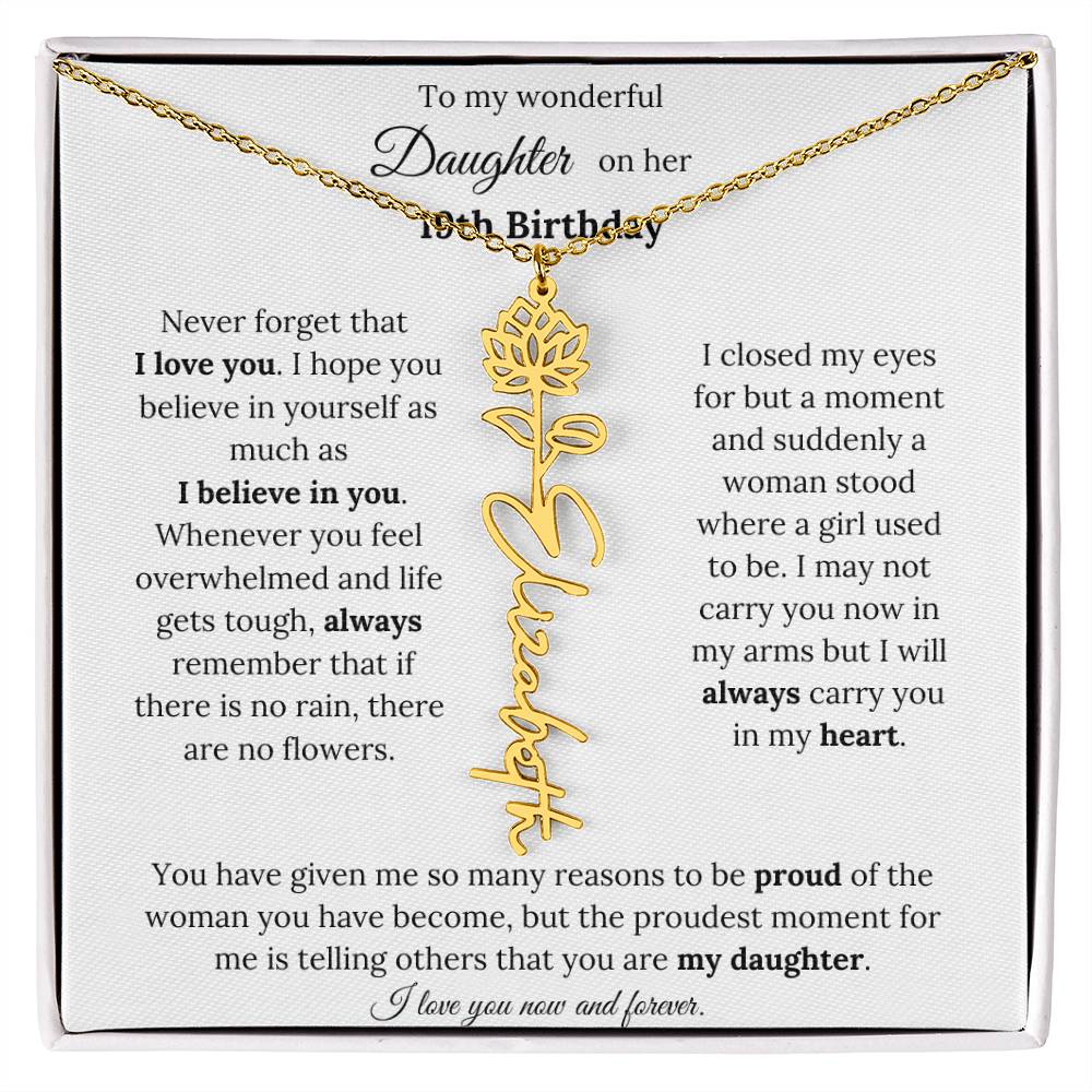 Custom Birth Flower Name Necklace To My Daughter On Her 19th Birthday