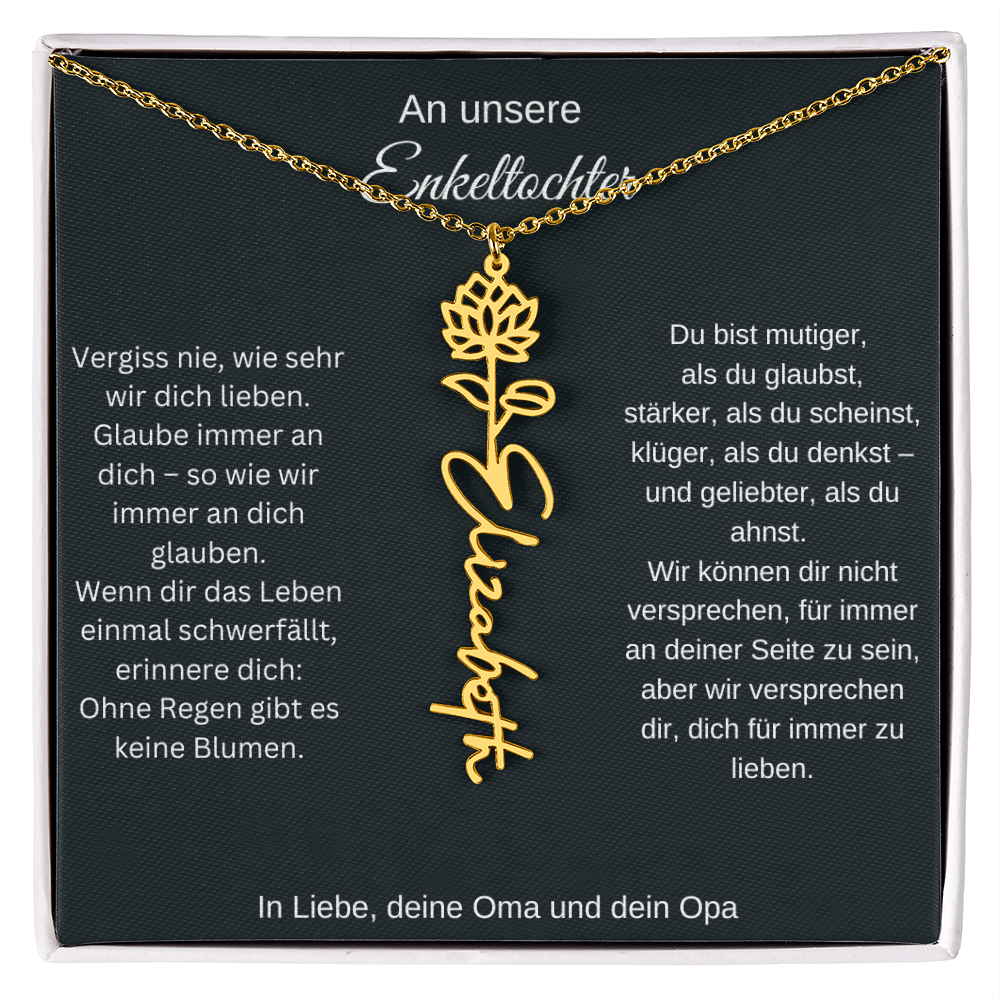 Geburtsblumen Namenskette Enkeltochter