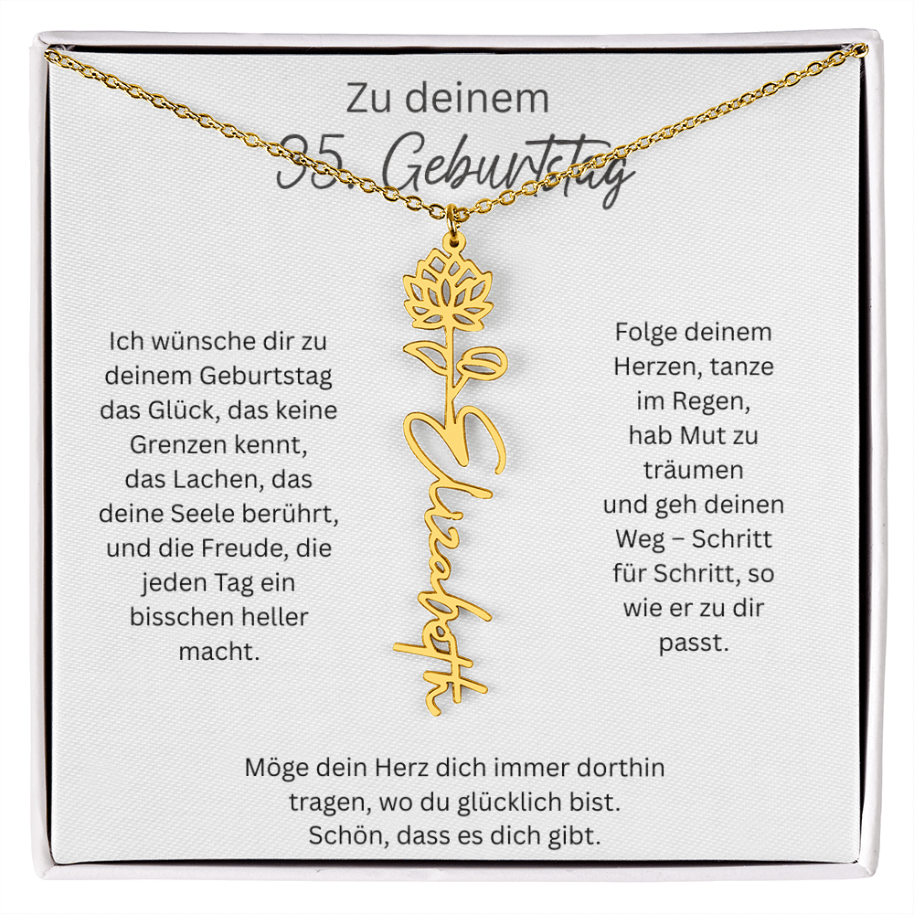 Geburtsblumen Namenskette zum 35 Geburtstag personalisiert Name Kette Gravur Geschenk
