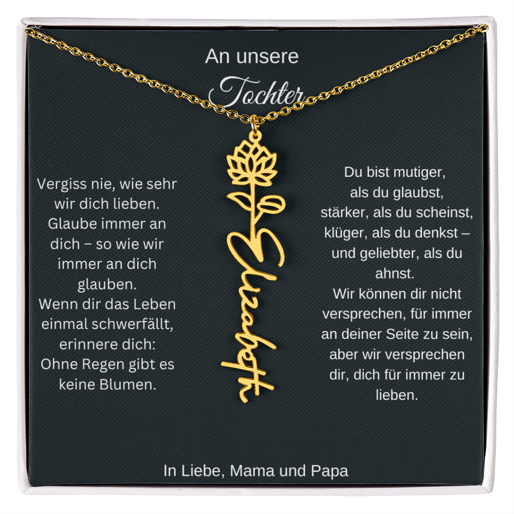 Geburtsblume Namenskette Tochter personalisierte Gravur Kette Geschenk
