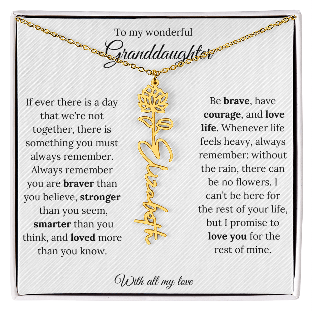 Personalized Birth Flower Name Necklace for Granddaughter