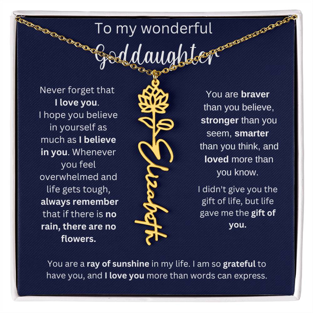 To My Wonderful Goddaughter | You Are Ray Of Sunshine | Flower Name Necklace