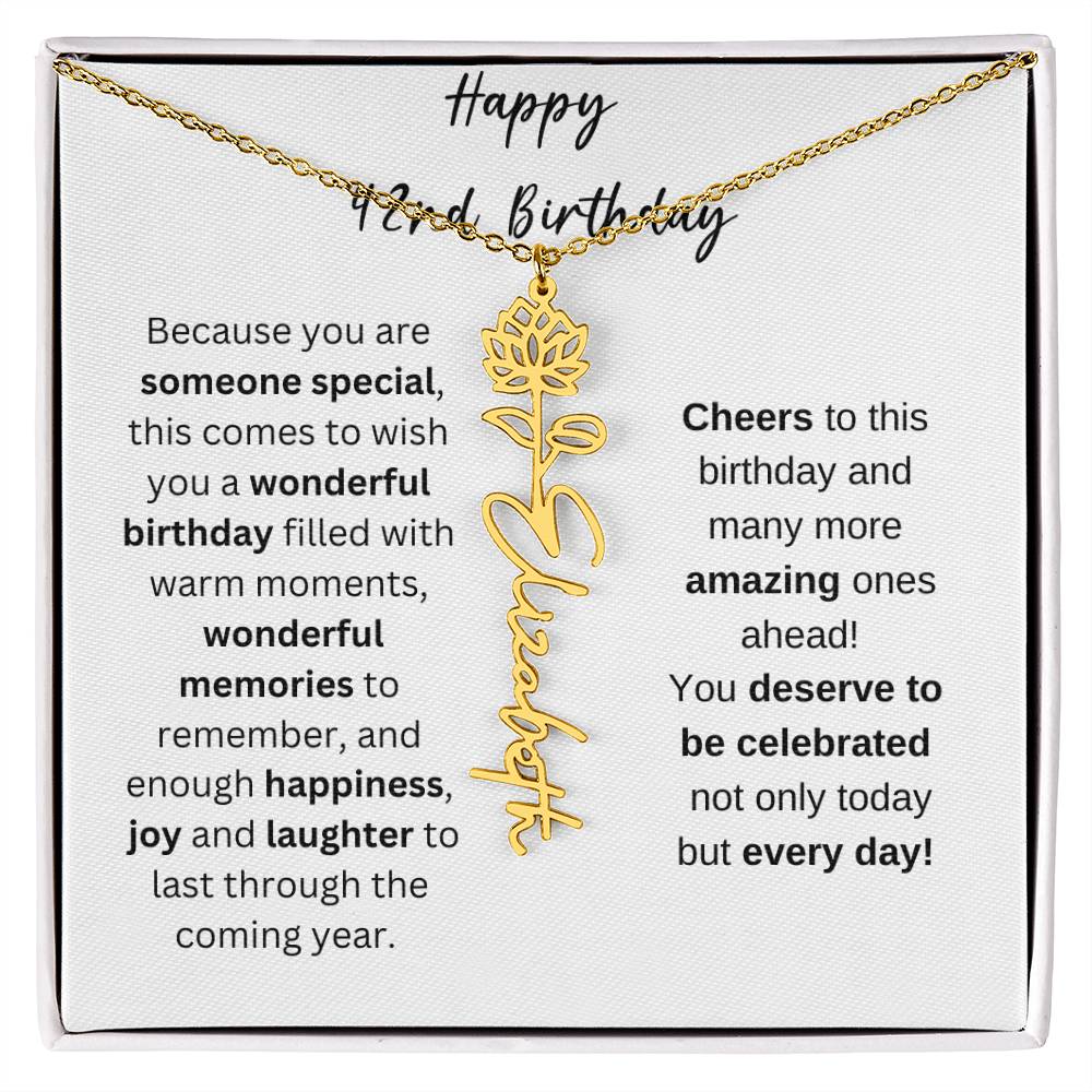 Happy 42nd Birthday - Flower Name Necklace