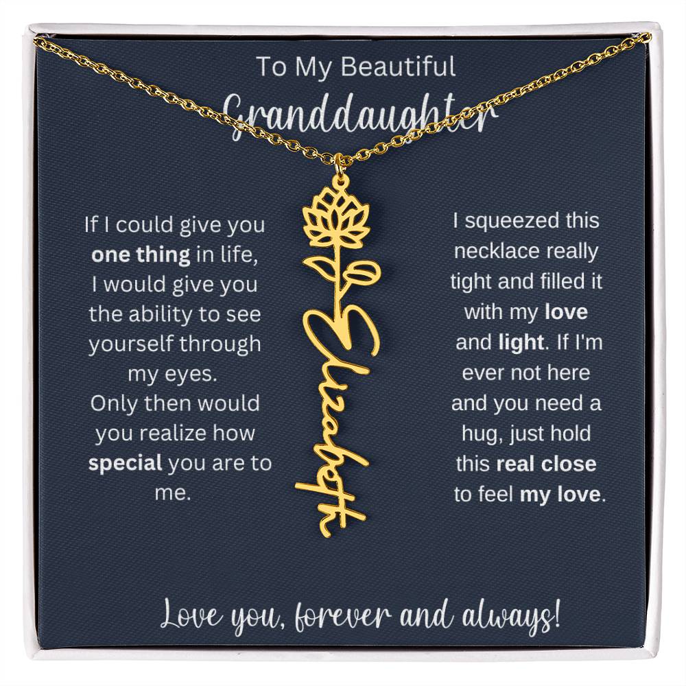Granddaughter Birthday Present | Flower Name Necklace