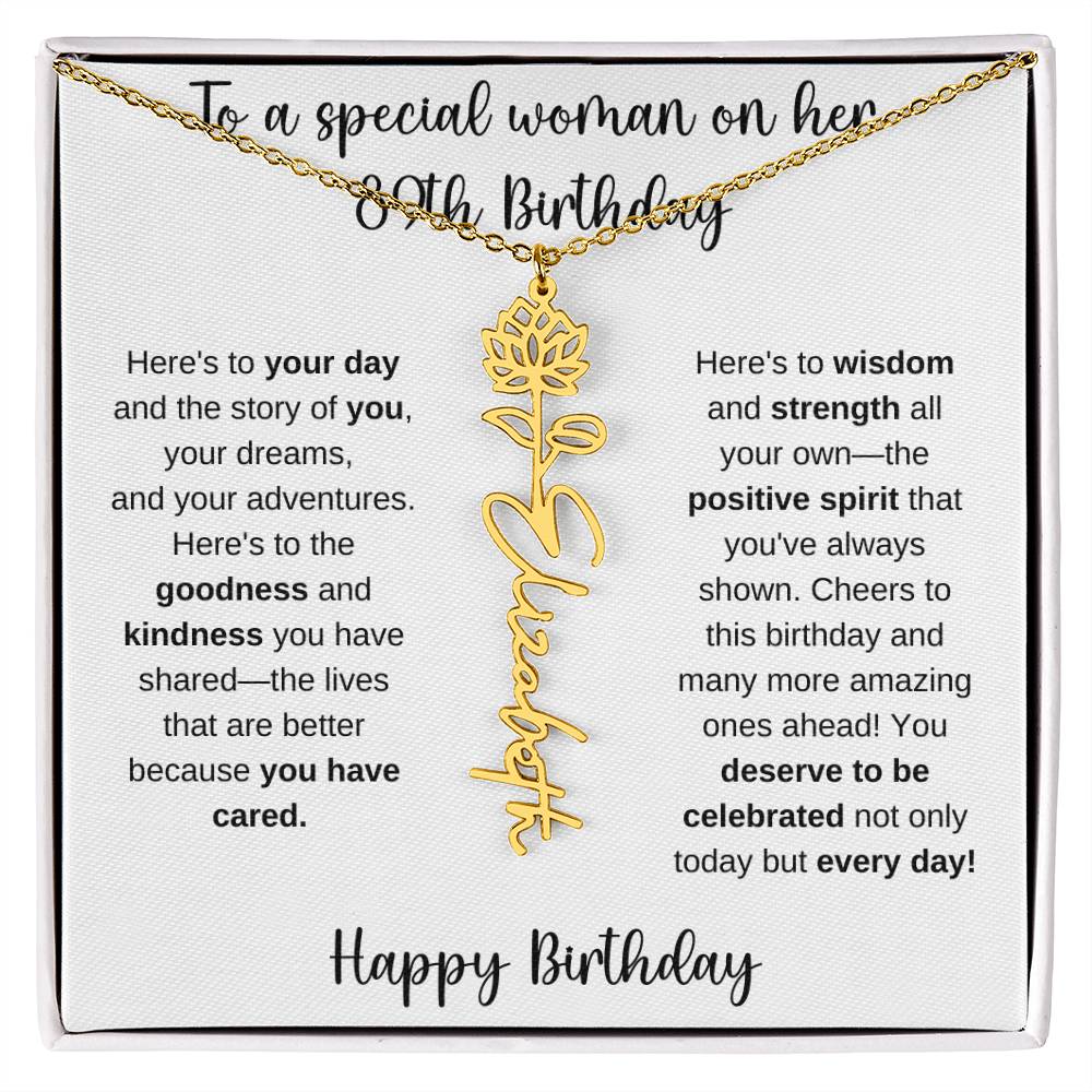 89th Birthday - Flower Name Necklace